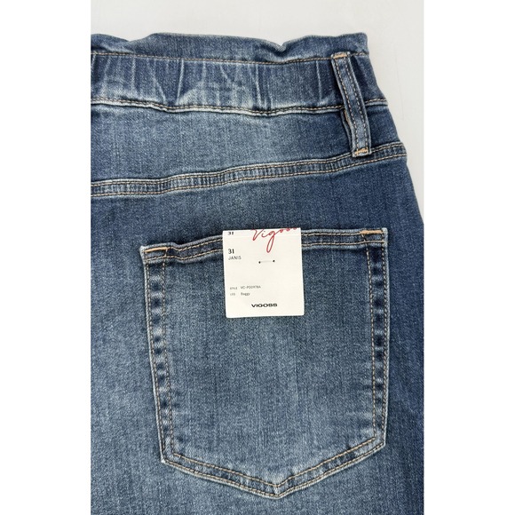 New Vigoss Jeans Womens 31 Blue Janis Stretch Medium Wash Elastic Waist Zip Fly - Picture 10 of 13